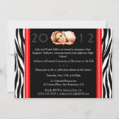 Trendy Modern Zebra Striped Afstuderen Invitation Kaart (Achterkant)