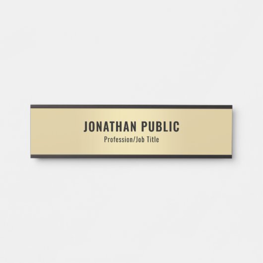 Trendy Modern Zwart en Goud Glamour Sjabloon Deurbordje (Voorkant)