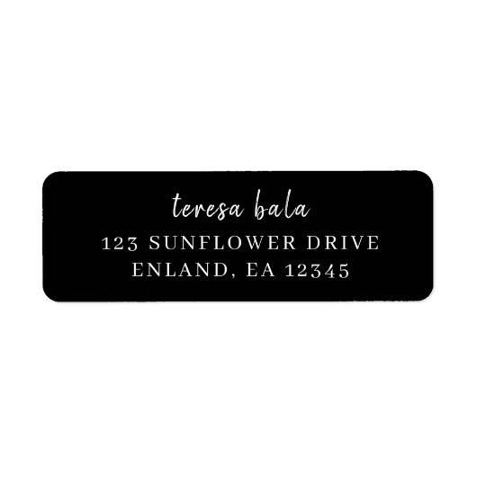 Trendy Modern Zwart Script Design Etiket (Voorkant)