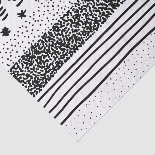Trendy modern zwart-wit getekend patroon tissuepapier (Detail)