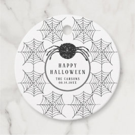 Trendy Modern Zwart Wit Spinnenweb Halloween Bedankjes Labels