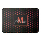 Trendy & Modern Zwart Zalm Gestippeld Monogram Badmat (Voorkant)