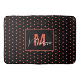 Trendy & Modern Zwart Zalm Gestippeld Monogram Badmat