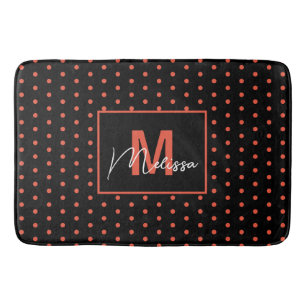 Trendy & Modern Zwart Zalm Gestippeld Monogram Badmat