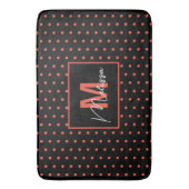 Trendy & Modern Zwart Zalm Gestippeld Monogram Badmat (Voorkant Verticaal)