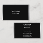 Trendy Modern Zwart Zilver Professioneel Elegant Visitekaartje (Voorkant / Achterkant)