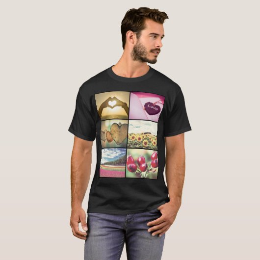 Trendy moderne aangepaste fotocollage t-shirt (Voorkant volledig)