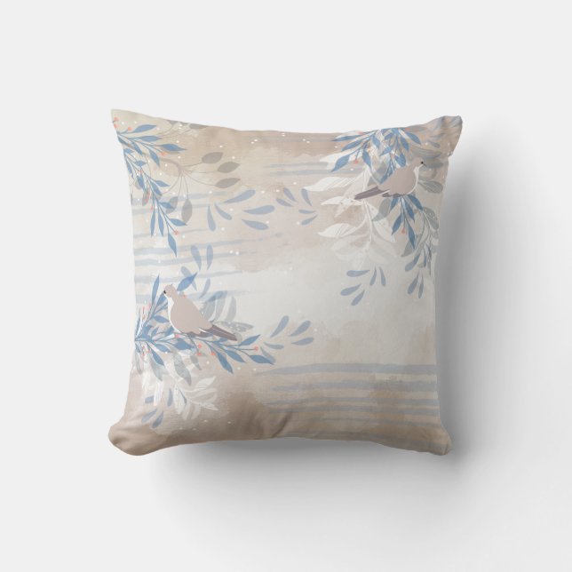 Trendy Moderne Abstracte Bloem botanisch Kussen (Voorkant)