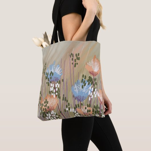 Trendy Moderne Abstracte Bloem Tote Bag (Dichtbij)