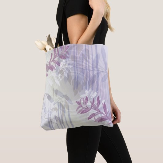 Trendy moderne abstracte bloemige botanische blad tote bag (Dichtbij)