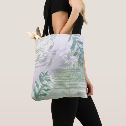 Trendy moderne abstracte bloemige botanische blad tote bag (Dichtbij)