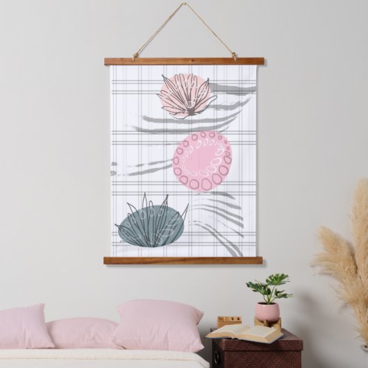 Trendy moderne Abstracte bloemschildering Hangend Wandkleed (Slaapkamer)