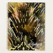 Trendy moderne abstracte zwarte en gouden planner (Voorkant)
