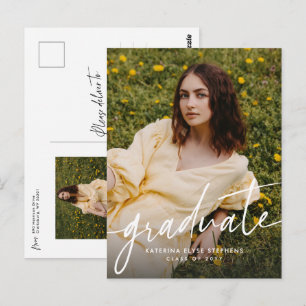 Trendy moderne afstudeerkaart eenvoudig twee foto' briefkaart