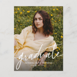 Trendy moderne afstudeerkaart eenvoudig twee foto' briefkaart