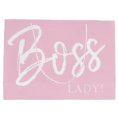 Trendy moderne baas citeert een roze roze kreet groot cadeauzakje (Achterkant)