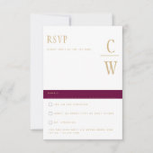 Trendy Moderne Bes Wijn Gouden Trouw RSVP (Voorkant)