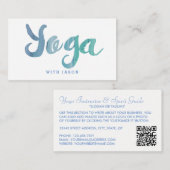 Trendy moderne blauwe yoga instructeur visitekaartje (Voorkant / Achterkant)