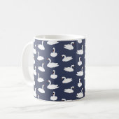 Trendy Moderne Blauwe Zwaanpatroon Mok (Voorkant links)