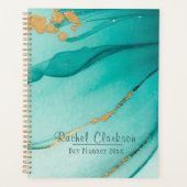 Trendy moderne Blauwgroen en goudmarmerdag Planner (Voorkant)