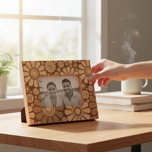 Trendy moderne bloemen daisy patroon gegraveerde lijstjes