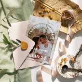 Trendy moderne boog foto bruiloft save the date