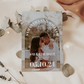 Trendy moderne boog foto bruiloft save the date