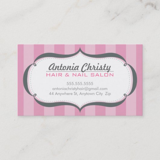 TRENDY moderne brede streep roze grijs Visitekaartje (Voorkant)