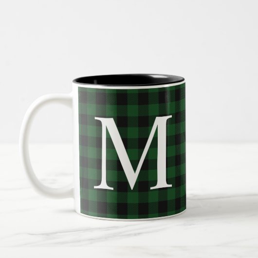 Trendy moderne Buffalo Plaid Monogrammed Mok (Links)