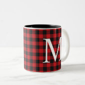 Trendy moderne Buffalo Plaid Monogrammed Mok (Voorkant rechts)