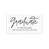 Trendy Moderne Calligrafie Afstudeerfeest  Etiket (Voorkant)