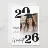 Trendy Moderne Casual Foto Afstuderen Kaart (Voorkant)