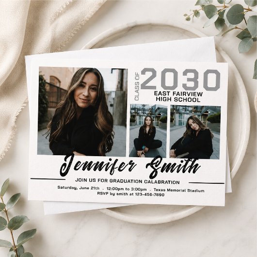 Trendy Moderne Casual Foto Afstuderen Kaart