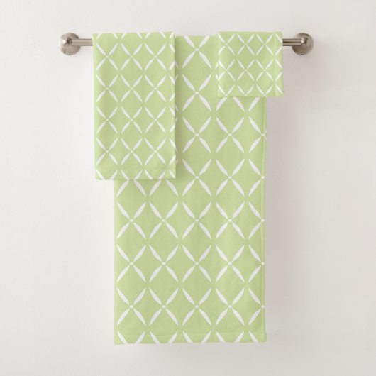 Trendy Moderne Chic Groen en Wit Bad Handdoek (Insitu)