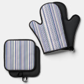 Trendy Moderne Chic Strepen Ovenwant & Pannenlap Set (Voorkant / Achterkant)