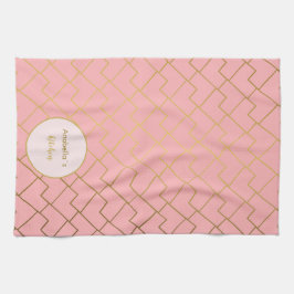 Trendy Moderne Chique Geometrische Gouden Blush Ro Theedoek