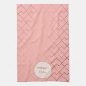 Trendy Moderne Chique Geometrische Gouden Blush Ro Theedoek (Verticaal)