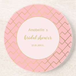 Trendy Moderne Chique Geometrische Gouden Blush Ro Zandsteen Onderzetter