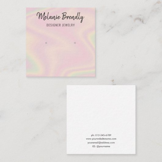 Trendy Moderne Chique Naam Sieraden Oorbel Display Vierkante Visitekaartje (Voorkant / Achterkant)