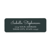 Trendy Moderne Donkergroene Script Retouradres Etiket (Voorkant)