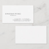 Trendy Moderne Eenvoudige Design Elegant White Pla Visitekaartje (Voorkant / Achterkant)