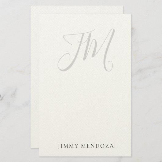 Trendy moderne eenvoudige handschrift monogram briefpapier (Voorkant / Achterkant)