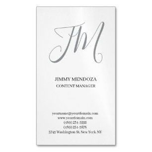 Trendy moderne eenvoudige handschrift monogram magnetisch visitekaartje