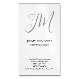 Trendy moderne eenvoudige handschrift monogram magnetisch visitekaartje