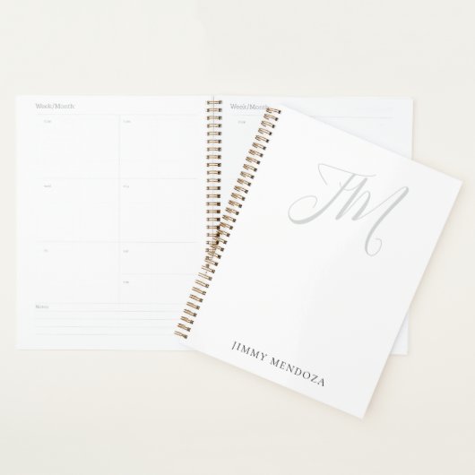 Trendy moderne eenvoudige handschrift monogram planner (Display)