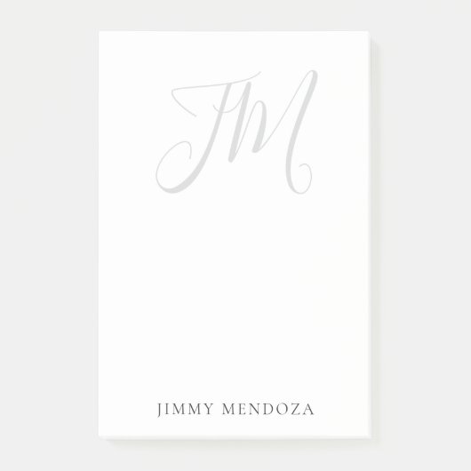 Trendy moderne eenvoudige handschrift monogram post-it® notes (Voorkant)