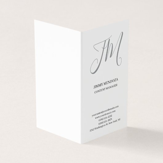 Trendy moderne eenvoudige handschrift monogram visitekaartje (Buitenkant)