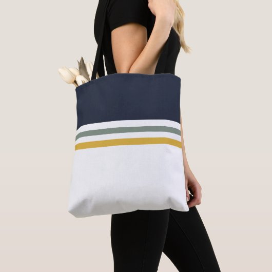 Trendy Moderne eenvoudige strepen gestreept Tote Bag (Dichtbij)