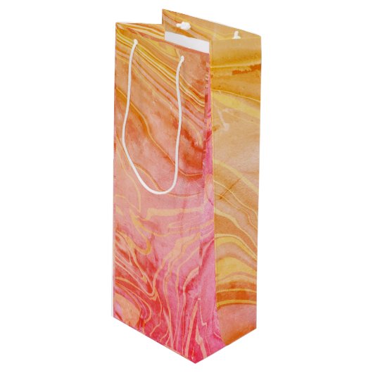Trendy Moderne Elegante Chic Marmer Wijn Cadeautas (Voorkant Gekanteld)