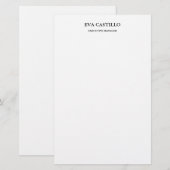 Trendy Moderne Elegante Eenvoudige Witte Manager Briefpapier (Voorkant / Achterkant)